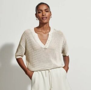 Varley Callie Ivory Knit Short Sleeve Top Nwot Size XS